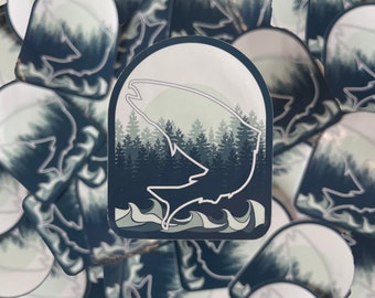 Salmon Crest - Sticker, Waterproof, UV Resistant