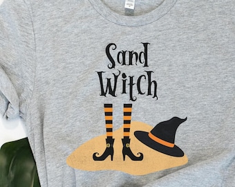 Zandheks, strand Halloween-shirt, eigenzinnig Halloween-shirt, punny Halloween-shirt, leuk Halloween-heksenshirt, leuk heksenshirt Halloween-T-shirt