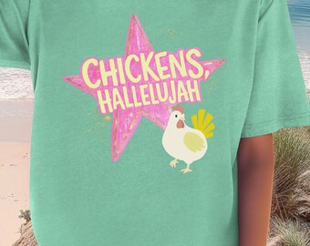 chicken hallelujah comfort colors shirt, crazy chicken lady tee, chicken lovers tshirt, farm life t-shirt, chicken mom shirt