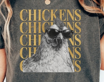 funny chicken comfort colors shirt, crazy chicken lady tee, chicken lovers tshirt, chicken glasses tee, farm life t-shirt chicken mom shirt