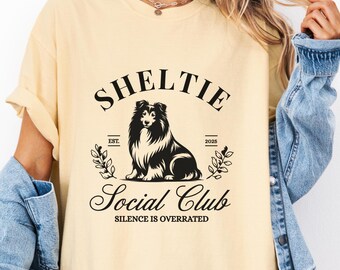 Sheltie social club comfort colors Shirt, Sheltie Mama, Shelties, Sheltie t shirt, sheltie mom, sheltie lover tee, Sheltie Gifts
