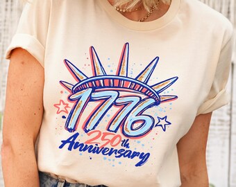 250th Anniversary Shirt for 4th of July, Statue of Liberty TShirt, USA Independence Day Tee, 1776 July Fourth Family shirts land of the free