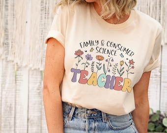 Family and Consumer Science Floral Tee, home economics teacher shirt