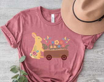 bunny lovers shirt, baby bunny shirt, floral bunny shirt, spring vibes shirt, rabbit lover shirt, cute rabbit tee, cute bunny tee, spring te