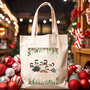 sheltie Chrismtas tote bag, Sheltie Christmas, Sheltie mom gifts, sheltie lover gift, sheltie gifts, shetland sheepdog, reusable tote bag