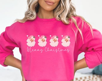 pink santa sweater, santa clause shirt, santa face shirt, pink Santa shirt, retro santa sweater, pink santa christmas, vintage sweatshirts