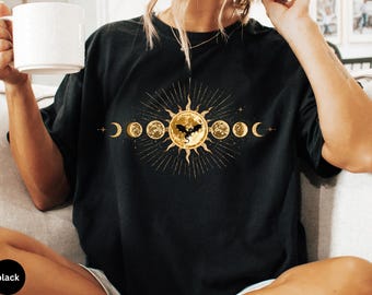Celestial Dragon Comfort Colors Shirt, Starlight Celestial Tee, Mystical Moon Phases Shirt, Space Stars T-Shirt, Astrological T Shirt,