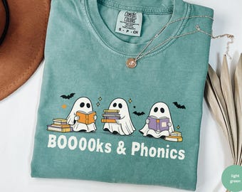 dyslexia ghost shirt, reading teacher halloween t-shirt, dyslexia support reading ghosts tee, reading specialist comfort colors t shirt