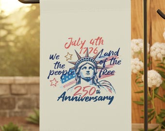USA 250th Anniversary Garden Flag, 1776-2026 Patriotic Outdoor Decor, American Semiquincentennial Yard Banner, Statue of Liberty Flag