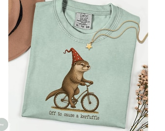 funny otter on bike comfort colors shirt, funny animal tee, otter lover tshirt, bike lover shirt