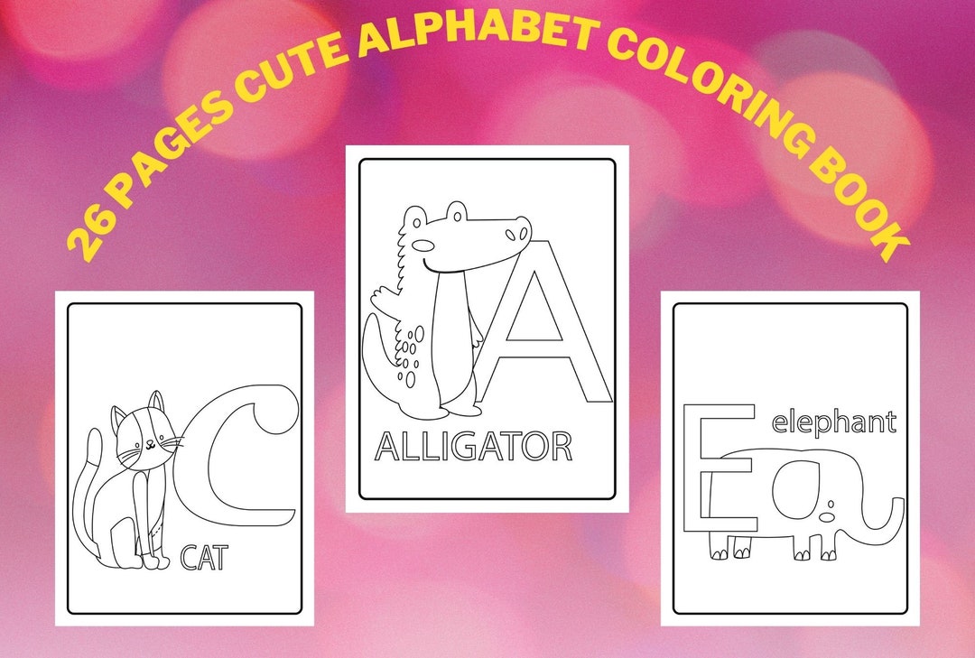 Libro para colorear del alfabeto, 26 lindas imágenes del alfabeto de ...