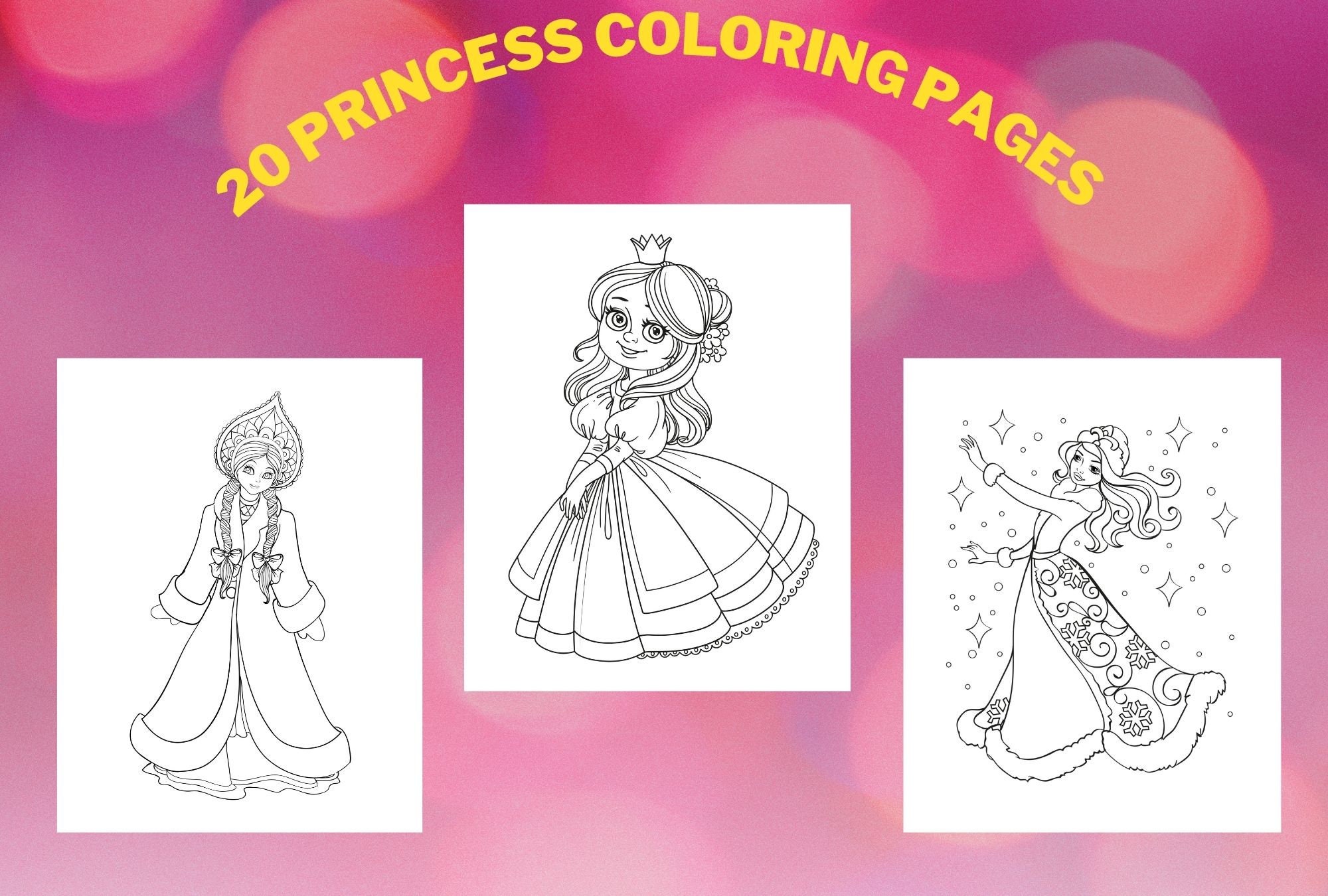 Disegni da colorare di principesse 40 pagine da colorare di principesse  stampabili per ragazze, ragazzi, bambini, attività per feste di compleanno  di principesse, feste di compleanno per bambini -  Italia