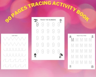 Tracing Activity Book, 90 Pages of Letter, Number and Line Tracing for boys, girls