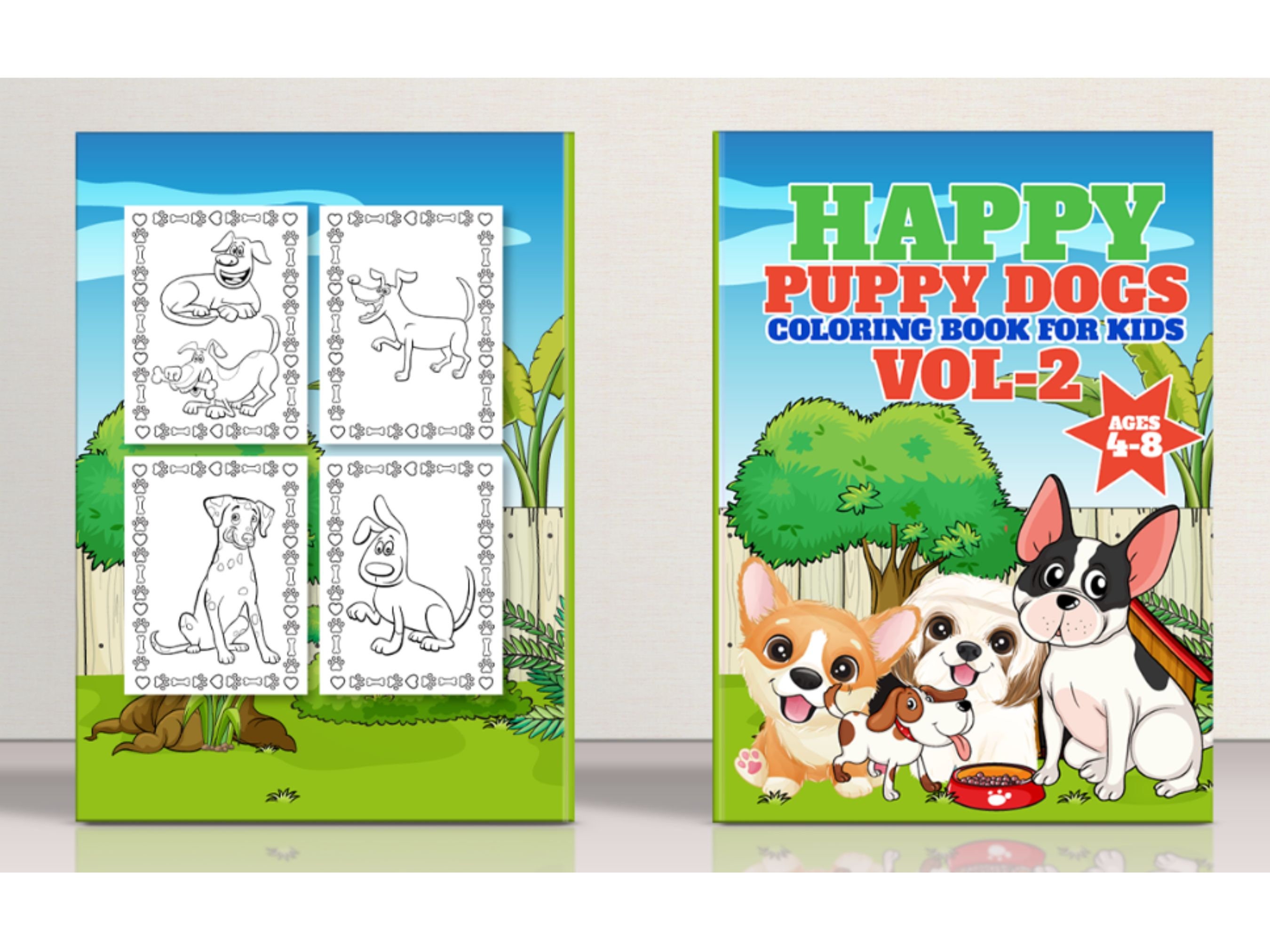 Cute Dogs Coloring Pages For Kids Age 4-8 : 12 Adorable Cartoon