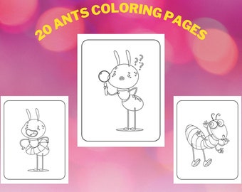 Ant Coloring Pages, 20 Ant Pictures to  Print for Children's Coloring Books- for kids