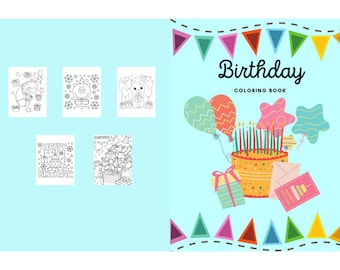 Birthday Coloring Book, 40 Birthday  Pictures to Print For  Kids