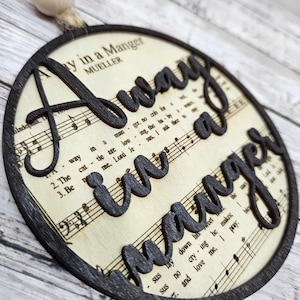 Away in a Manger Svg - Hymn Ornament Laser File - Svg Pdf Dxf Ai Png Jpg Webp Tiff