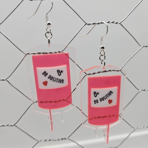 Blood bag earrings SVG PDF DXF – layered acrylic Halloween cut file – spooky earring laser file