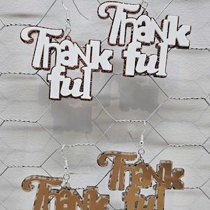 Thankful Earring Svg - Thanksgiving Fall Gratitude Jewelry File - Svg Pdf Dxf Ai Png Jpg Webp Tiff