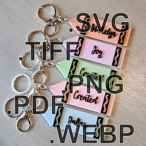 Crayon Name Tag,  Backpack Tag, lunch tag, customizable, .svg, .pdf, .png, .tiff, .webp