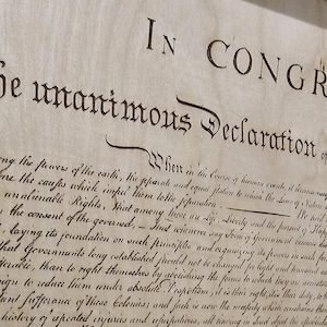 Déclaration d'indépendance svg - fichier de gravure laser de document historique - Glowforge, Cricut - svg, pdf, ai, dxf, jpg, png, tiff