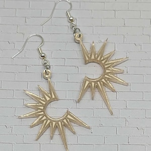 Sunburst-oorbel svg – modern lasergesneden gouden acrylbestand – enkellaags ontwerp voor Glowforge, Cricut – svg, dxf, ai, pdf