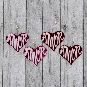 Amor heart earrings svg – layered mirrored acrylic cut file – Valentine’s Day svg ai dxf pdf png jpg webp tiff