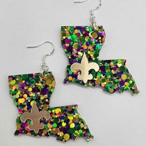Louisiana Fleur Earrings Svg - State Pride Cut File - Svg Pdf Dxf Ai Png Jpg Webp Tiff