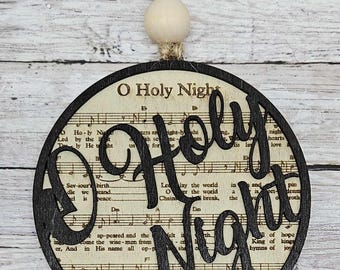 O Holy Night Ornament Svg – Christmas Carol Laser File – Svg, Pdf, Dxf, Ai, Png, Jpg, Webp, Tiff