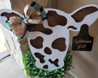 Cow Welcome Sign SVG – Farmhouse Porch Decor (Digital Files)