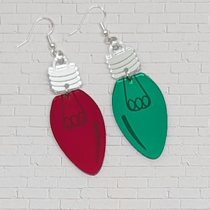 Christmas light earrings SVG PDF DXF – holiday laser cut file – layered acrylic bulb designs