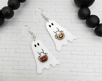 Trick or Treat Ghost Svg - Halloween Earring Laser Files - Svg Pdf Dxf Ai Png Jpg Webp Tiff
