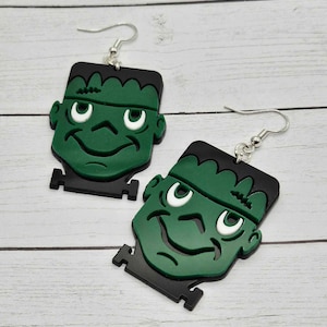 Frankenstein Earrings Svg – Halloween Laser Cut File for Glowforge – Svg Pdf Dxf Ai Png Jpg Webp Tiff