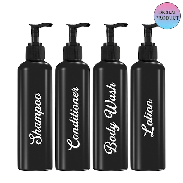 Shampoo Bottle, Conditioner Bottle, Body Wash Bottle, Lotion Bottle JPG/PNG/SVG File Digital Download