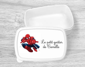 Personalized snack box with child's first name - School - Gift idea - Birthday - Spider Man
