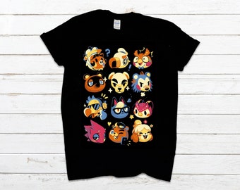 T-Shirt Black Man Woman Child Animal crossing New Horizons Characters