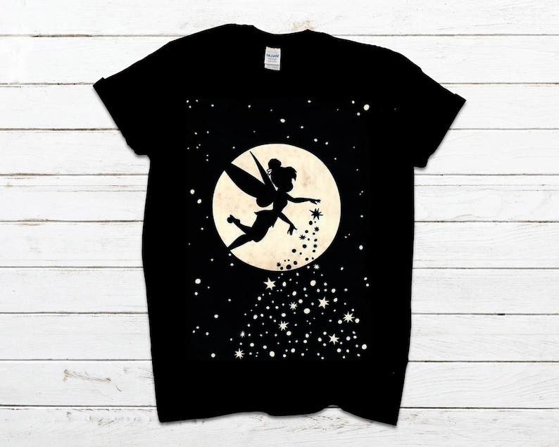 T-Shirt Noir Homme Femme Enfant La Fée Clochette Tinkerbell Peter Pan Disney image 1