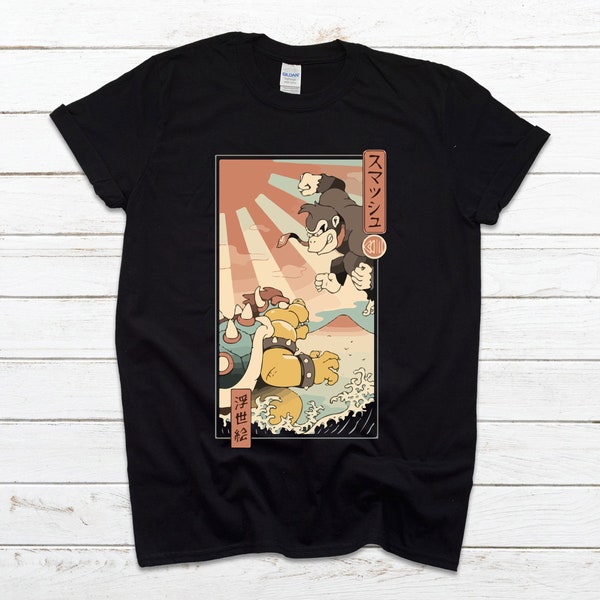 Camiseta negra Hombre Mujer Niños Smash bros bowser donkey kong