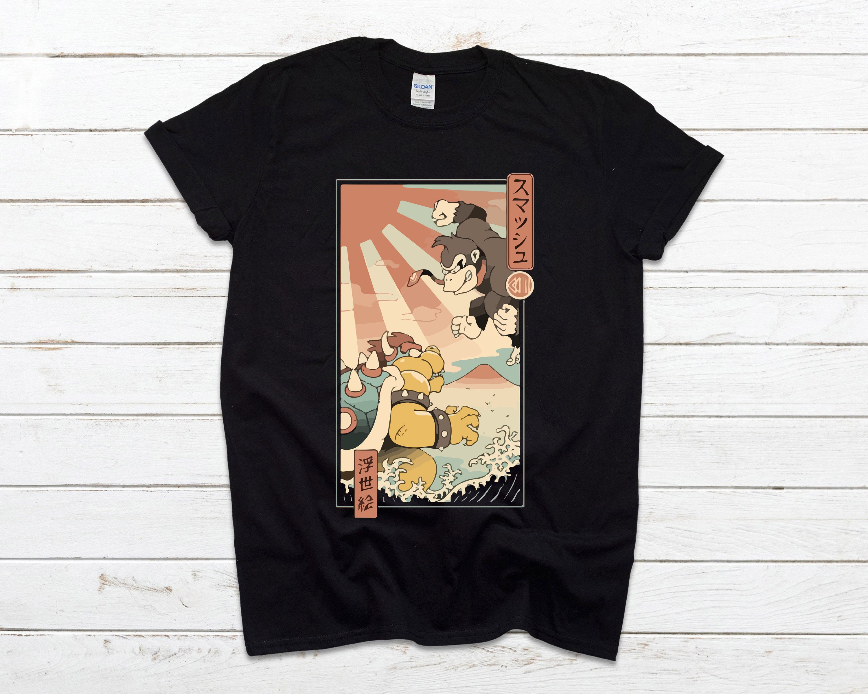 Schwarzes T-Shirt Herren Damen Kinder Smash Bros Bowser Donkey Kong