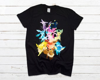 T-Shirt Noir Homme Femme Enfant Evoli Eevee Evolutions