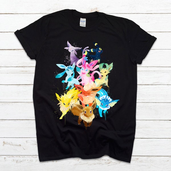 T-Shirt Noir Homme Femme Enfant Evoli Eevee Evolutions