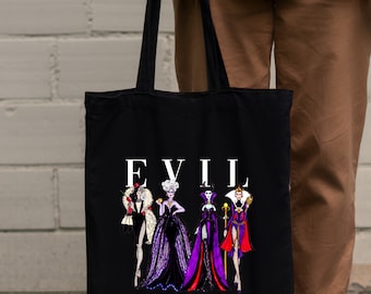Tote Bag Bag Black Evil Disney Villains Maleficent Cruella
