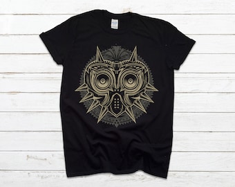 T-Shirt Noir Homme Femme Enfant Zelda Majora's Mask Art