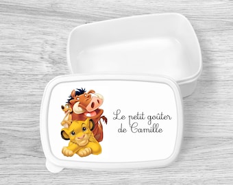 Personalized snack box with child's first name - School - Gift idea - Birthday - Simba Timon