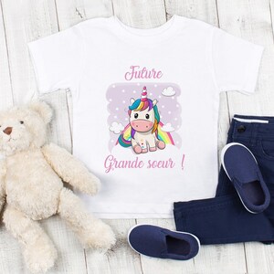 T-Shirt for child girl Future Big Sister Cute Unicorn - Birth Ad - Gift - Birthday