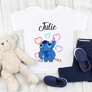 Girl's T-Shirt Women's Children's Personalized Stitch Heart Birthday Gift