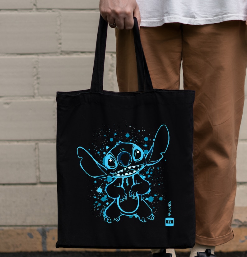 Tote Bag Sac Noir Stitch Disney Art Galaxy image 1