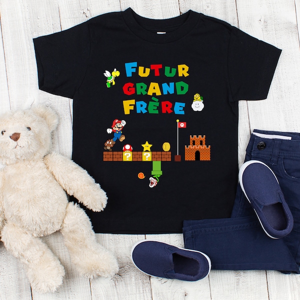 T-Shirt for Boy child future big Brother Mario 2 4 6 8 10 12 years