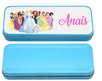 Pencil box Princess Blue or Pink to personalize School Pencil Drawing