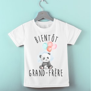 White T-Shirt for Boy child future big Brother Panda 2 4 6 8 10 12 years